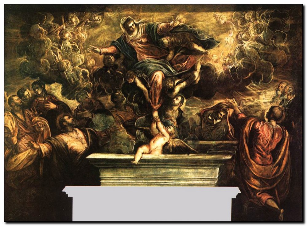 Schilderij Tintoretto, Assumption of Virgin 1582-9