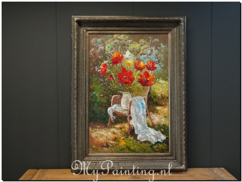 Schilderij bloemen in de tuin mypainting