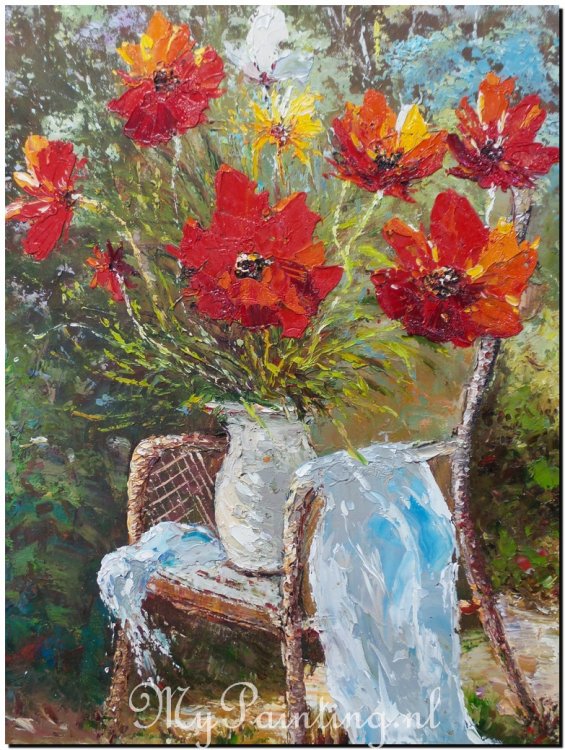 Schilderij bloemen in de tuin mypainting