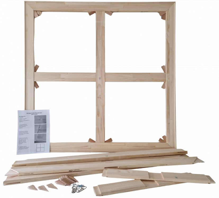Compleet doe-het-zelfset incl.ophangbeugels voor Breed Spieraam-Spanraam 65mm met kruislatten t/m 150x200cm