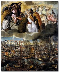 Schilderij Veronese, Battle of Lepanto c1572