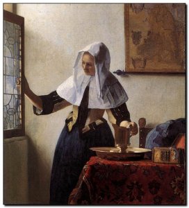 Schilderij Vermeer, Young Woman with Water Pitcher