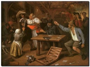 Schilderij Steen, Card Players Quarreling 1664f