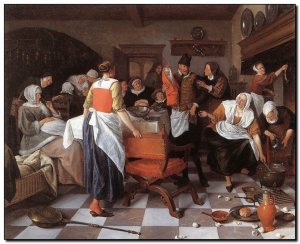 Schilderij Steen, Celebrating Birth 1664