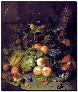 Schilderij Ruysch, Flower Still-life with Fruit &