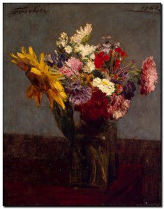 Schilderij  Fantin-Latour, Flowers 1860