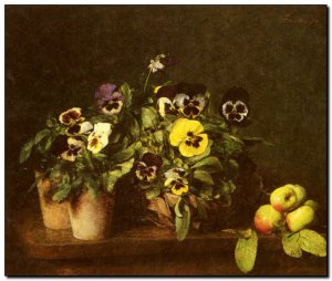 Schilderij  Fantin-Latour, Still Life With Pansies