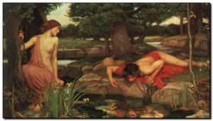 Schilderij Waterhouse, Echo & Narcissus 1903