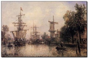 Schilderij Jongkind, Port of Rotterdam 1869