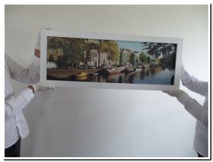 30x90cm schilderij met lijst 00003 schilderij Amsterdamse gracht