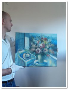 40x50cm schilderij 00005 schilderij impressionistisch bloemen tafereel