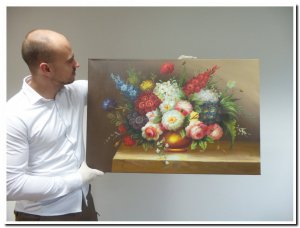 60x90cm schilderij 000014 schilderij bloemen bloemstilleven op doek