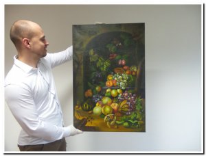 60x90cm schilderij 000038 schilderij stilleven fruit en druiven