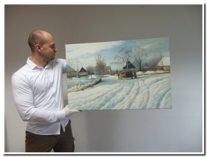 60x90cm schilderij 00004 schilderij sneeuw winterlandschap