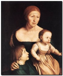Schilderij Holbein, Artist's Family 1528